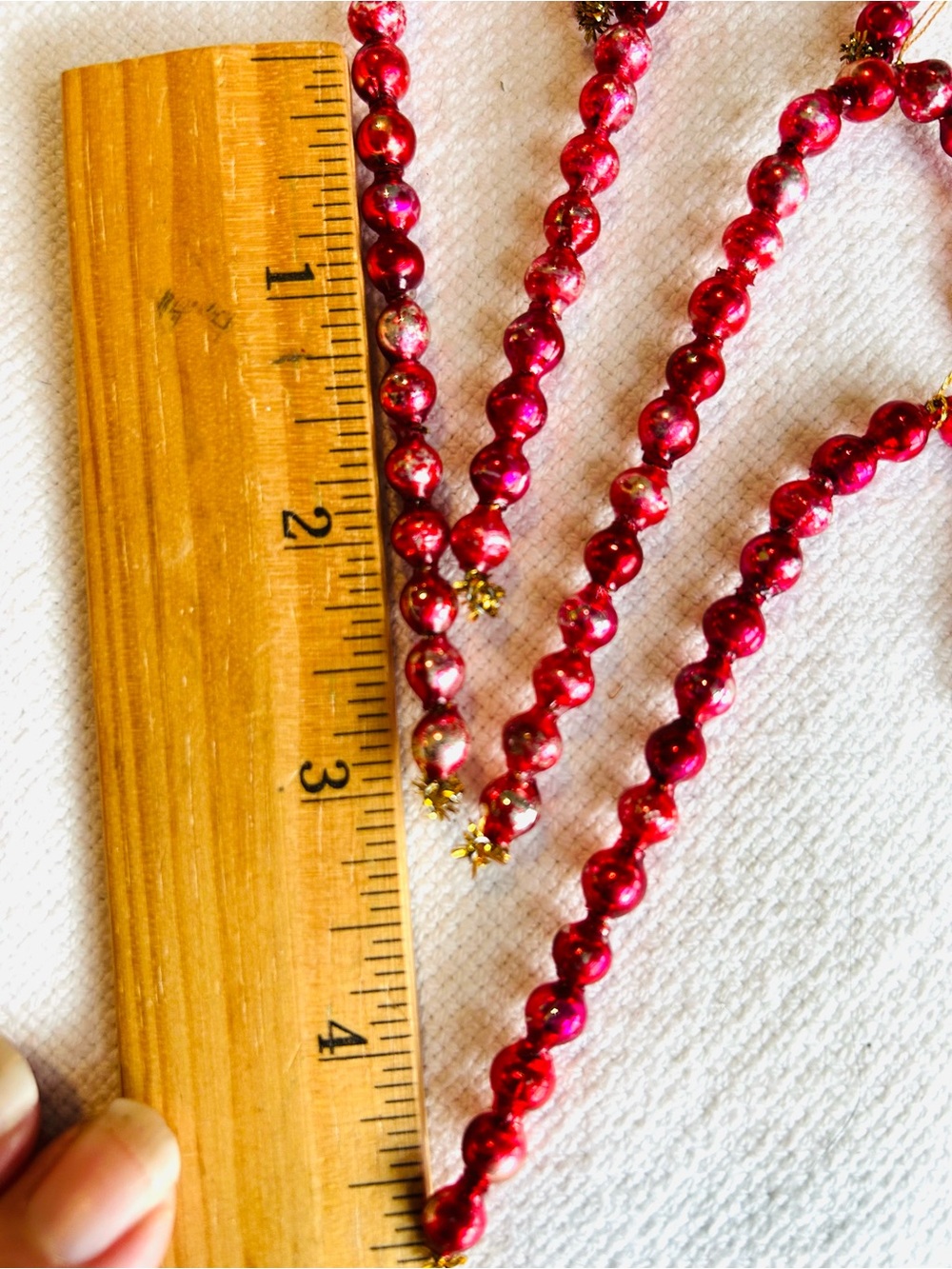 π Mini Vintage repurposed Mercury glass garland bead candy cane Christmas orni - Picture 6 of 6